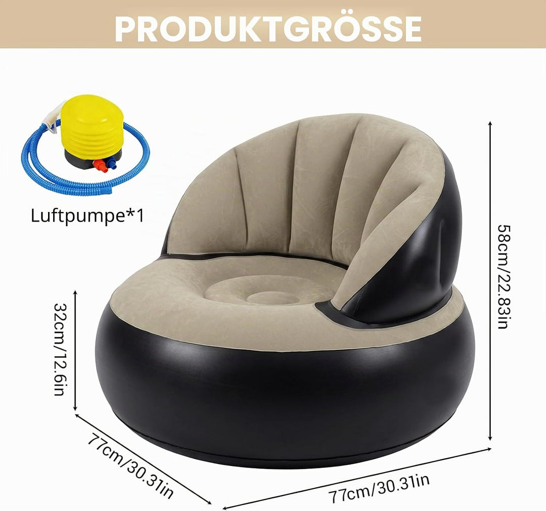 Aufblasbares Sofa Sessel mit Pumpe, Faltbarer Luftsessel für Innen &amp; Aussen, Bequeme Aufblasbare Cou