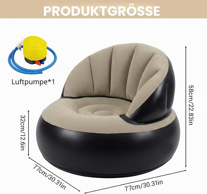 Aufblasbares Sofa Sessel mit Pumpe, Faltbarer Luftsessel für Innen &amp; Aussen, Bequeme Aufblasbare Cou