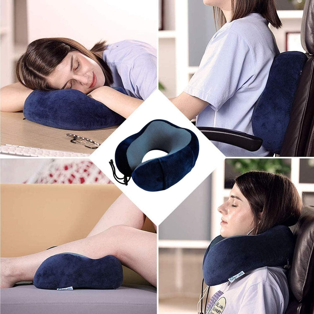FANDARE Nackenkissen Reisekissen aus Memory-Schaum Neck Pillow Damen Herren Nackenhörnchen Nackenstü
