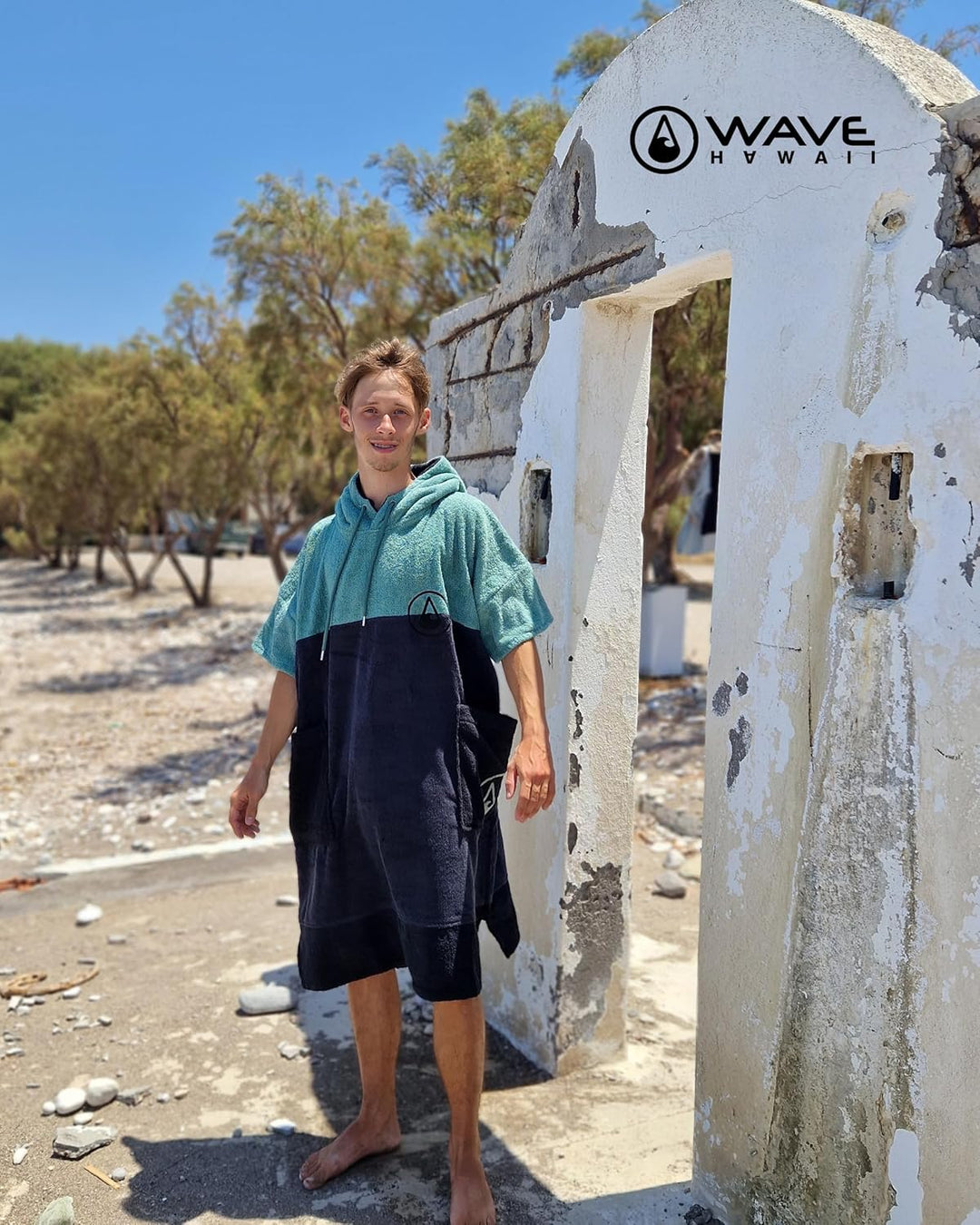 WAVE HAWAII Poncho Move Surfponcho 100% Baumwolle für Körpergrössen von 170-200 cm Umkleidehilfe für