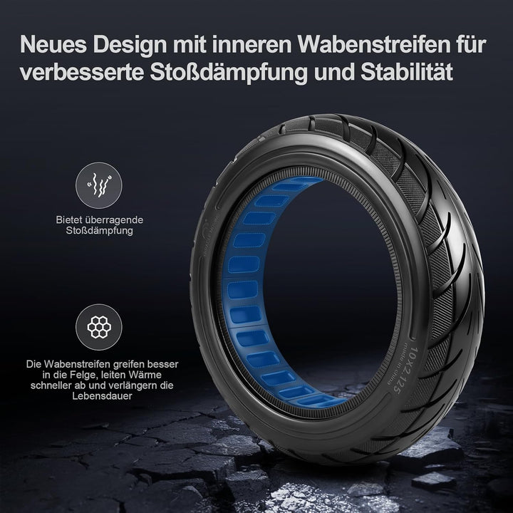VOLOHAS 10*2,125 Vollreifen 250*54 Solide Reifen für Xiaomi 4Pro/4Lite/Ninebot uifi/F20d/F30d/F40d/F