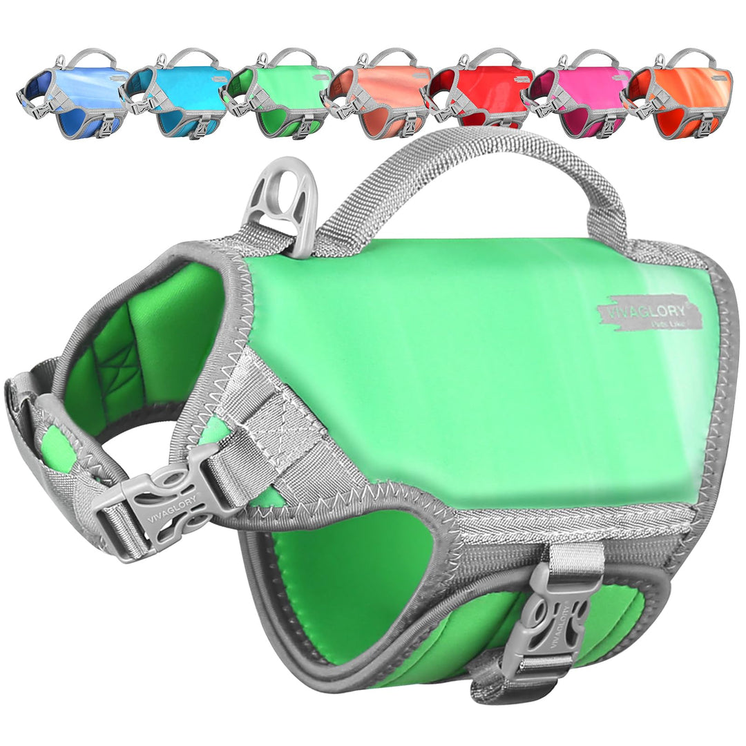 VIVAGLORY Neoprene Schwimmweste Hund, Rettungsweste Hund für Bootfahren, Schwimmweste, Schwimmhilfe