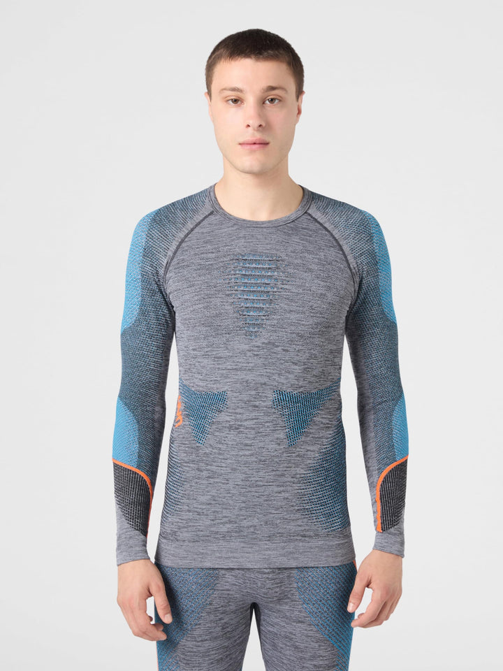 UYN Herren Ambityon Uw Unterhemd Herren Unterhemd, Black Melange/Atlantic/Orange Shiny