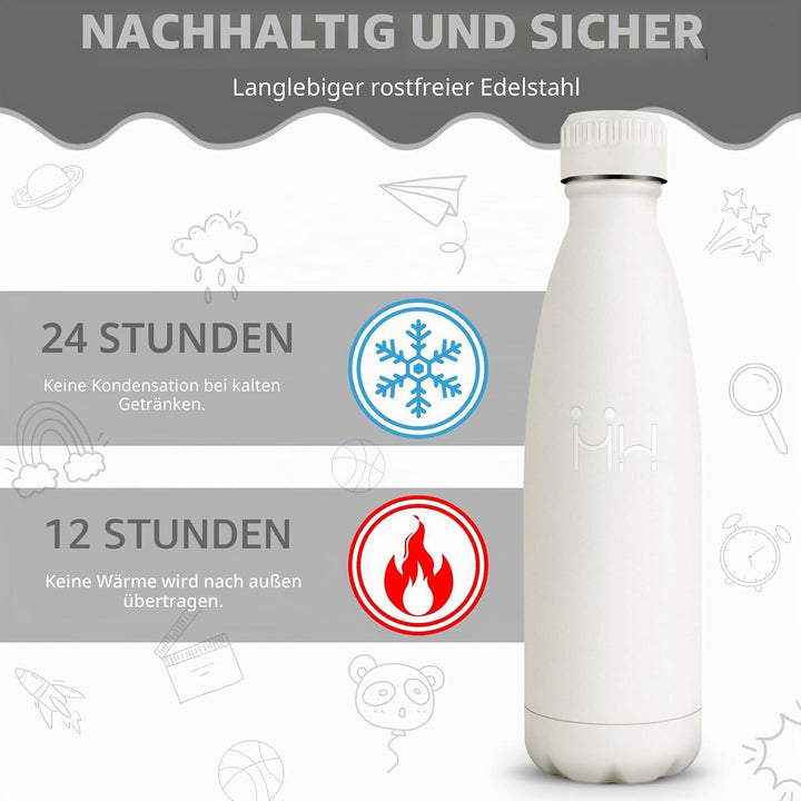 HoneyHolly Trinkflasche Edelstahl Kinder Sport, 500ML BPA-frei, Thermosflasche, Wasserflasche Doppel