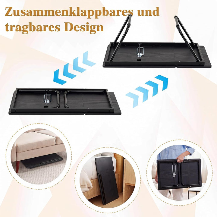 COSTWAY Laptoptisch klappbar, 4-Fach höhenverstellbar (Schwarz) | Betttisch Notebooktisch faltbar, B