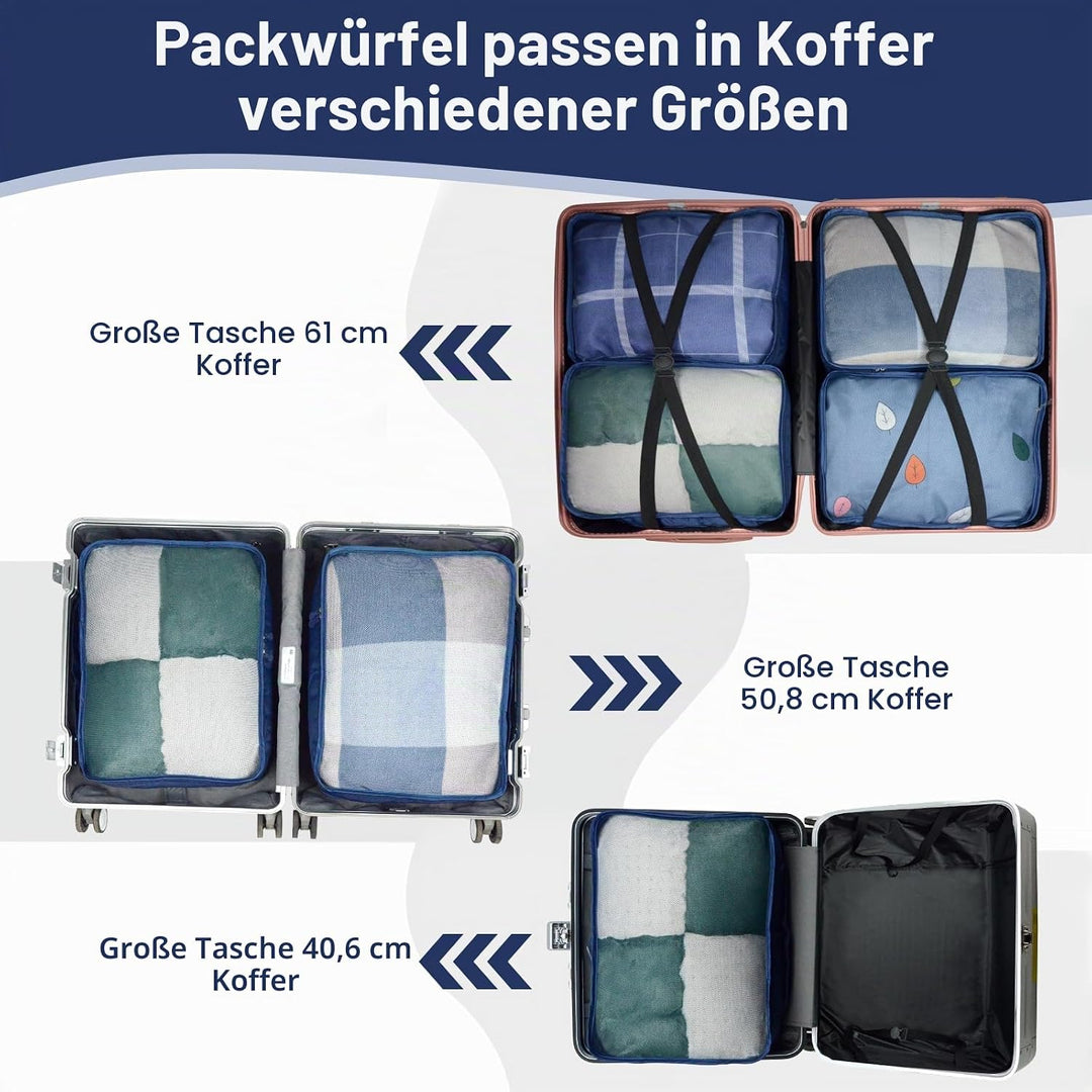 Grosse Packwürfel, 6 Stück, 40 x 30 x 12 cm, gleiche Grösse, Koffer-Organizer, 6 Stück, Reisetaschen