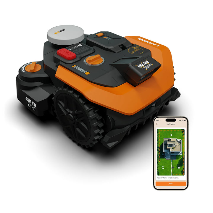 WORX Landroid Vision Cloud WR308E 2WD Mähroboter ohne Begrenzungskabel für 800 m² (KI-Hinderniserken