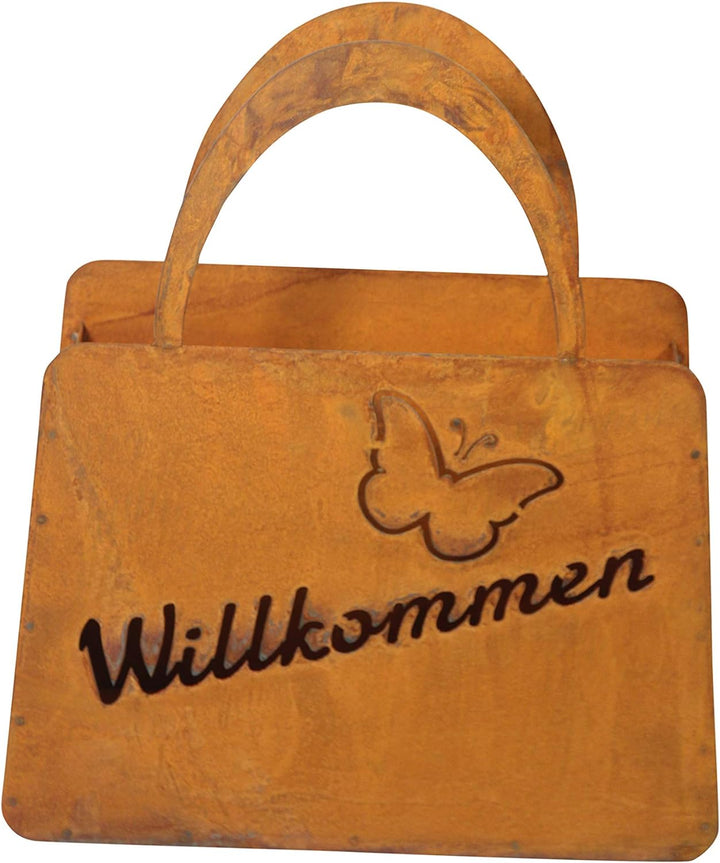 Bornhöft Tasche zum Bepflanzen Windlicht Beetdeko Metall Rost Gartendeko 27cm x 32cm Edelrost rostig