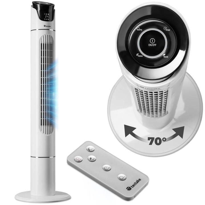 tectake® Ventilator gross mit Fernbedienung, Ventilator oszillierend mit 3 Geschwindigkeitsstufen, T