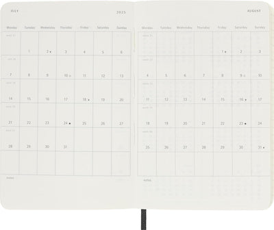 Moleskine Weekly Planner, Horizontale 12-Monats-Wochenplaner 2025, Weicher Einband und Elastischer V