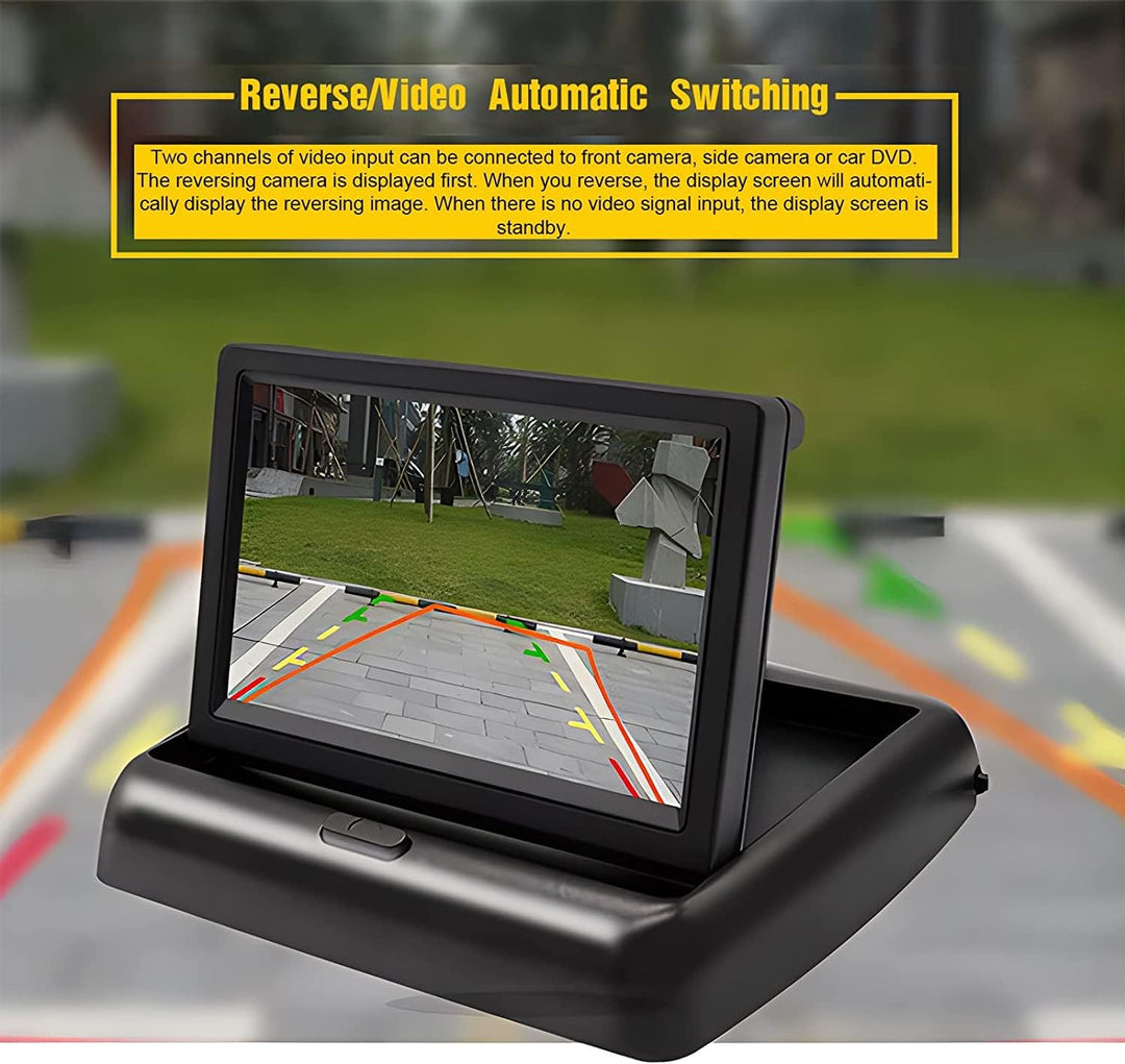 OBEST 4,3 Zoll TFT LCD Auto Farbe Rückfahrkamera Monitor, Faltbar Mit V1/V2 Video-Eingang, DC12V-24V