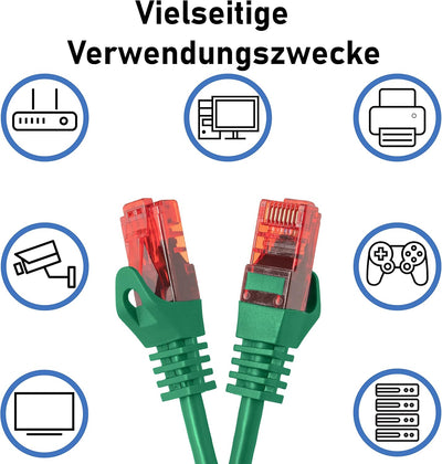 BIGtec - 10 Stück - 20m Gigabit Netzwerkkabel Patchkabel Ethernet LAN DSL Patch Kabel grün (2x RJ-45