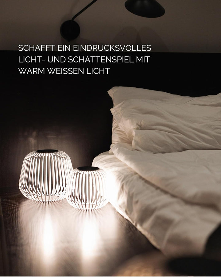 LUUK Studio Grosse Solar Tischlampe, kabellos & tragbar, Outdoor Solarbeleuchtung für den Aussenbere