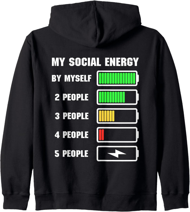 My Social Energy Low Battery Funny Introvert Anti-Socialist Kapuzenjacke