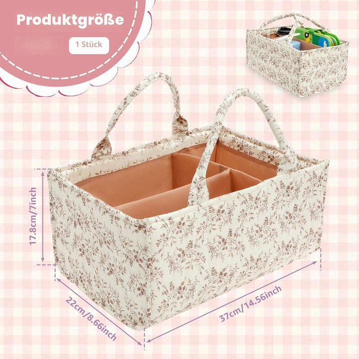 Blumen Wickeltisch Organizer,Tragbarer Wickelorganizer mit verstellbaren Trennwänden und handhaben,B