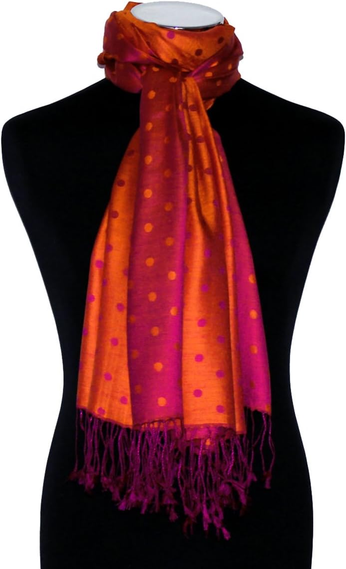 Lorenzo Cana Pashmina 70% Seide 30% Viskose mit Punkten Schaltuch 70 x 190 cm zweifarbig Schal Stola