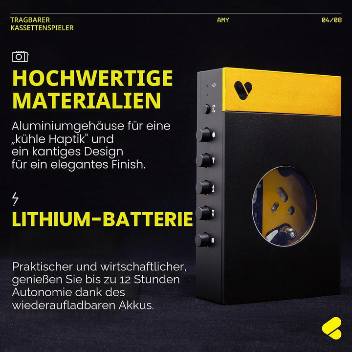 We are Rewind Tragbarer Kassettenspieler – Kassettenrekorder mit Bluetooth-Verbindung, Lautsprecher