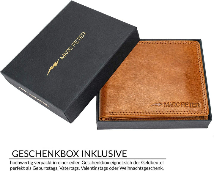 Marc Peter® Echt-Leder Geldbörse Hanover | Geldbeutel für Herren mit RFID-Schutz | Gross 10 Fächer P