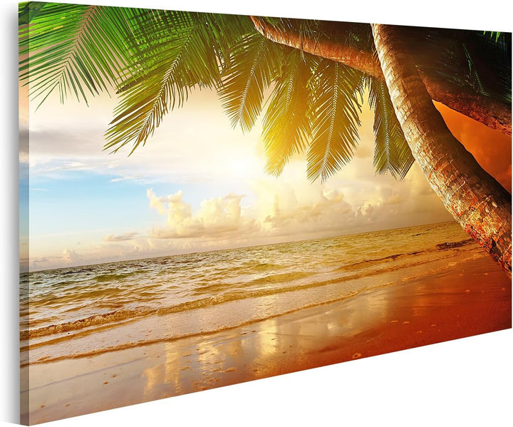 islandburner Bild auf Leinwand Sonnenaufgang Am Strand Der Karibik Bilder Wandbilder Poster, Leinwan