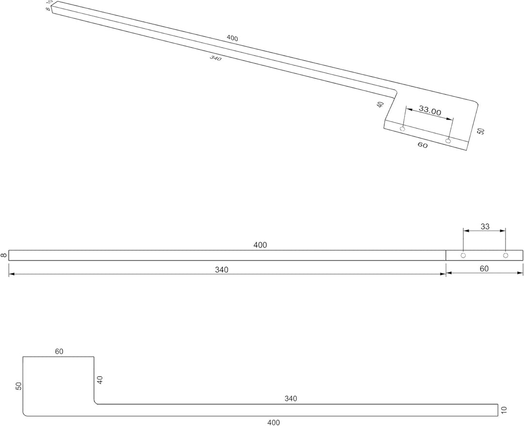 kalb | Handtuchhalter Slim für Waschtisch, Chrom, Aluminium, Länge: 400mm, Höhe: 8mm, Tiefe: 50mm