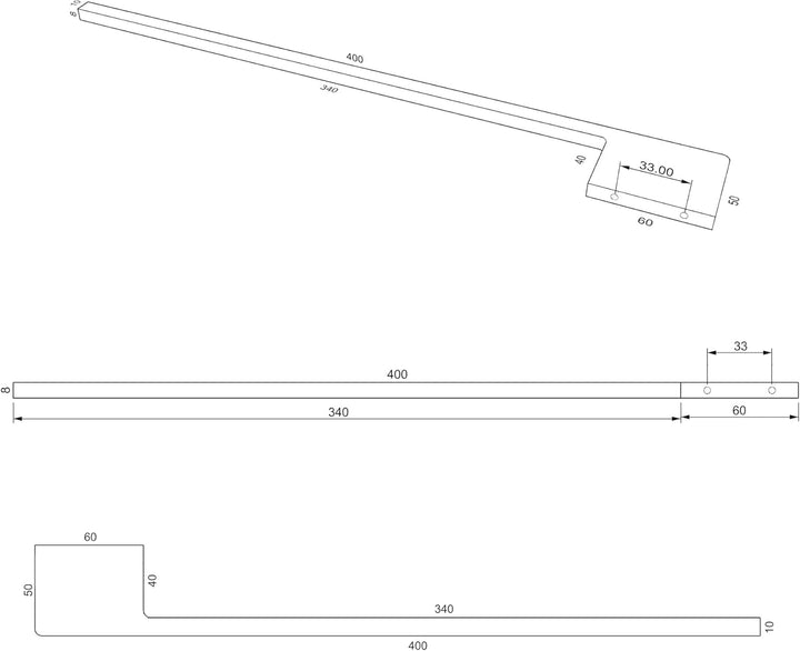 kalb | Handtuchhalter Slim für Waschtisch, Chrom, Aluminium, Länge: 400mm, Höhe: 8mm, Tiefe: 50mm