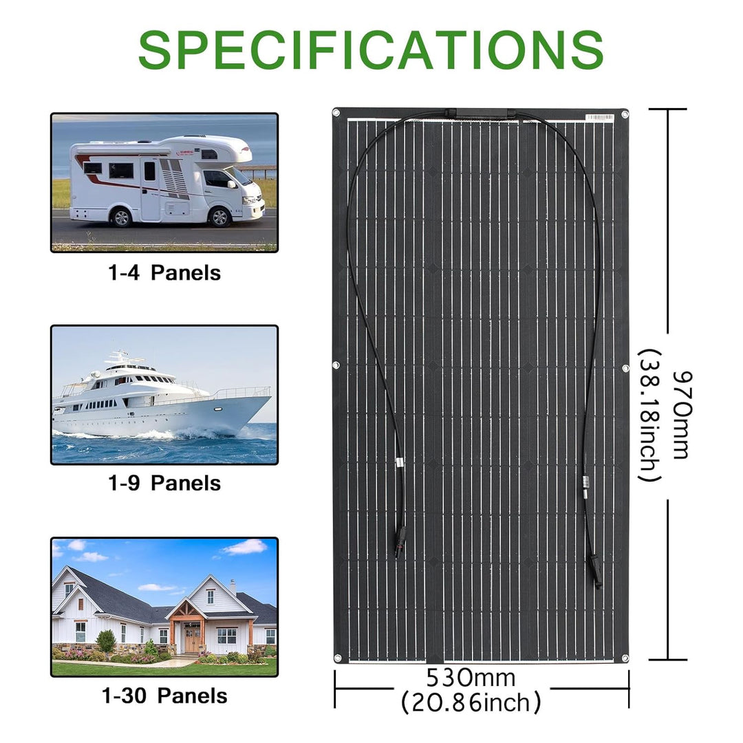 1000W 12V Flexibel Solarpanel 10x100W 18V ETFE Monokristallin Solarmodul für Batterien, Marine, Wohn