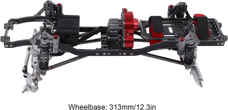 Dilwe RC Auto SCX10 Chassis Rahmenkit, 313mm Radstand, Kohlefaser + Alu, für SCX10 1/10 RC Crawler O