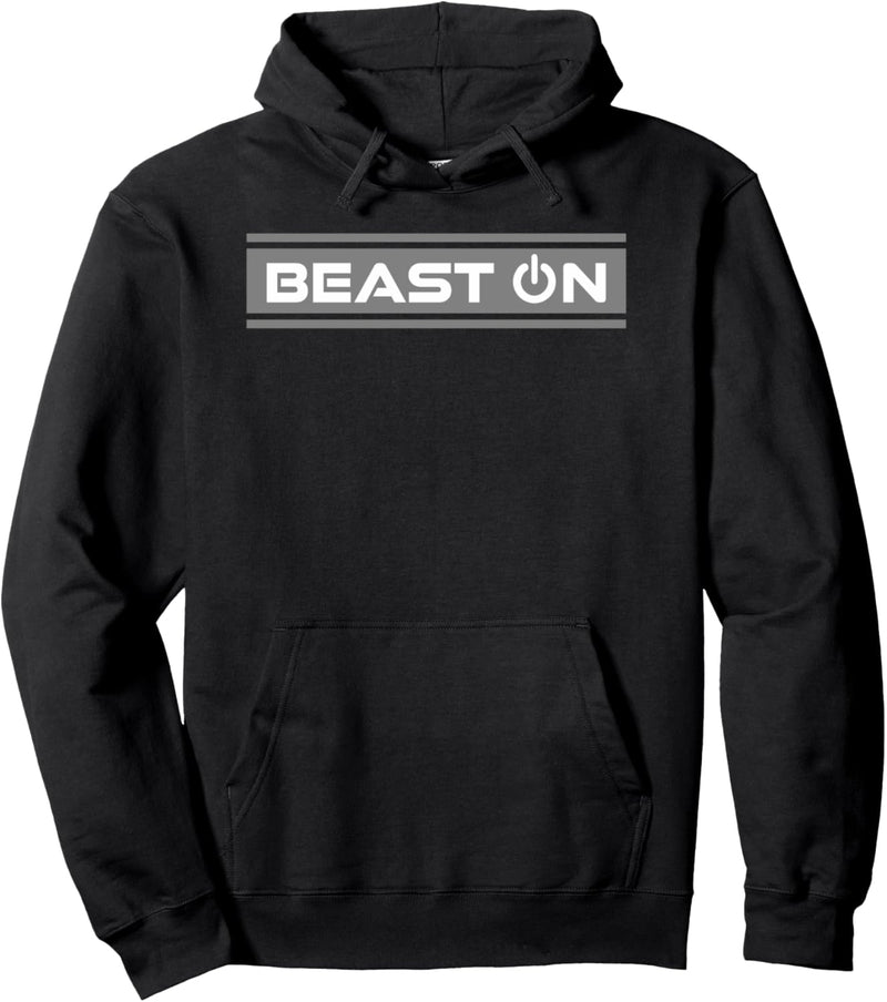 Beast ON Grau Gym Fitness Workout Gym Spruch Motivation Grau Pullover Hoodie