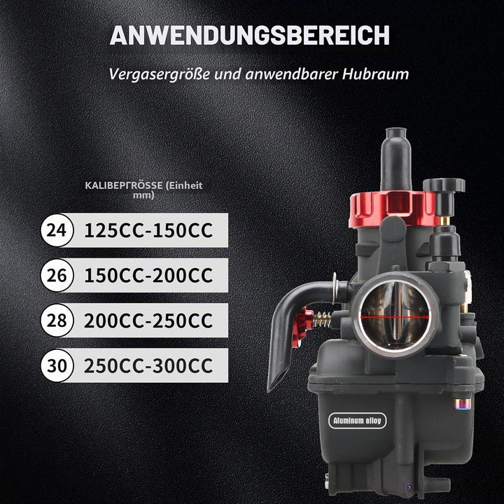 NIBBI PE24mm Vergaser 125cc Ersatz-hohe Leistung mit Carb Jets, Dirt Pit Bike Motocross Motorrad Rol