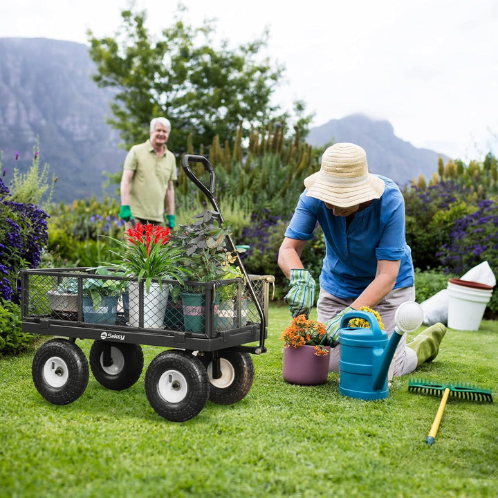 Sekey Bollerwagen Gartenwagen Titan – ECHT 350 KG Tragkraft, 3-in-1 Bollerwagen Plattformwagen mit V