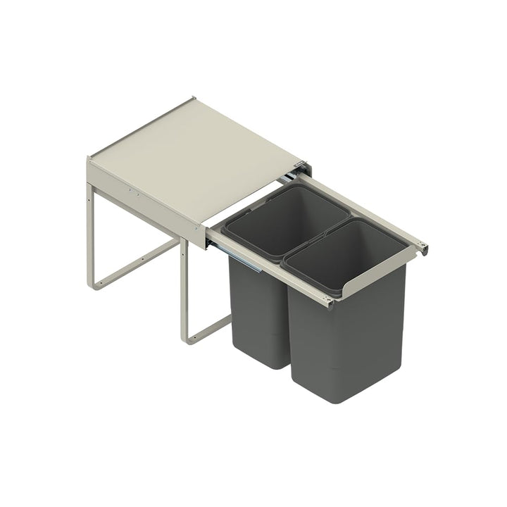 REJS Einbau-Mülleimer für 45 cm Schrank 2-fach Abfallsystem mit Deckel Soft-Close & Vollauszug 41,4