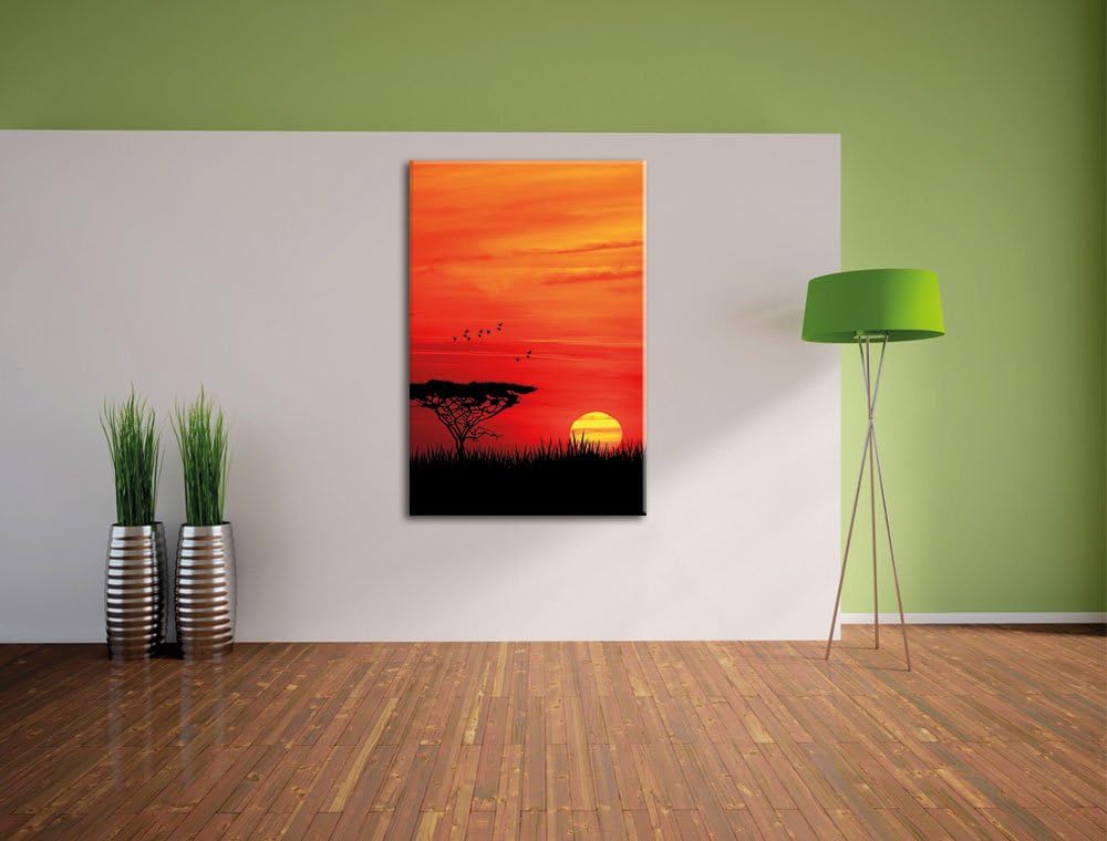 Roter Sonnenuntergang in Afrika, Format: 100x70 auf Leinwand, 100x70