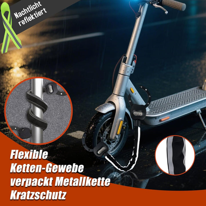 E Scooter Schloss, Handschellenschloss mit Zahlencode, 10CM Rundring, 1.8KG - Schweres Fahrradschlos