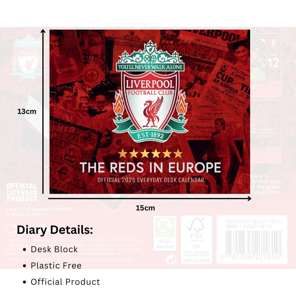 Liverpool FC 2025: Original Danilo-Tagesabreisskalender [Kalendar], Kalender