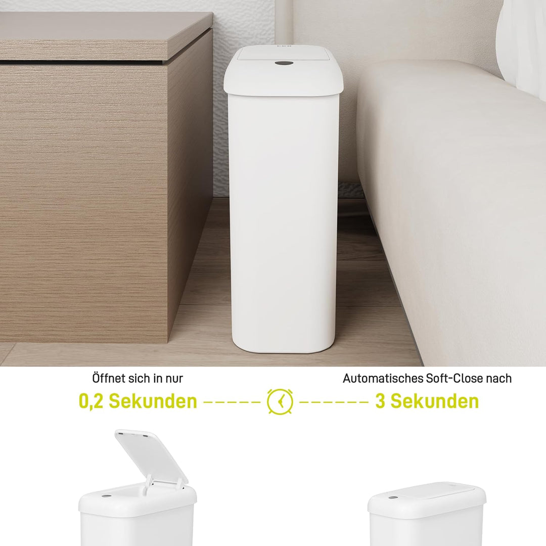 EKO Automatischer Badezimmer-Mülleimer mit Deckel, 10L Schlanker Sensor Abfalleimer, Wasserdichter B