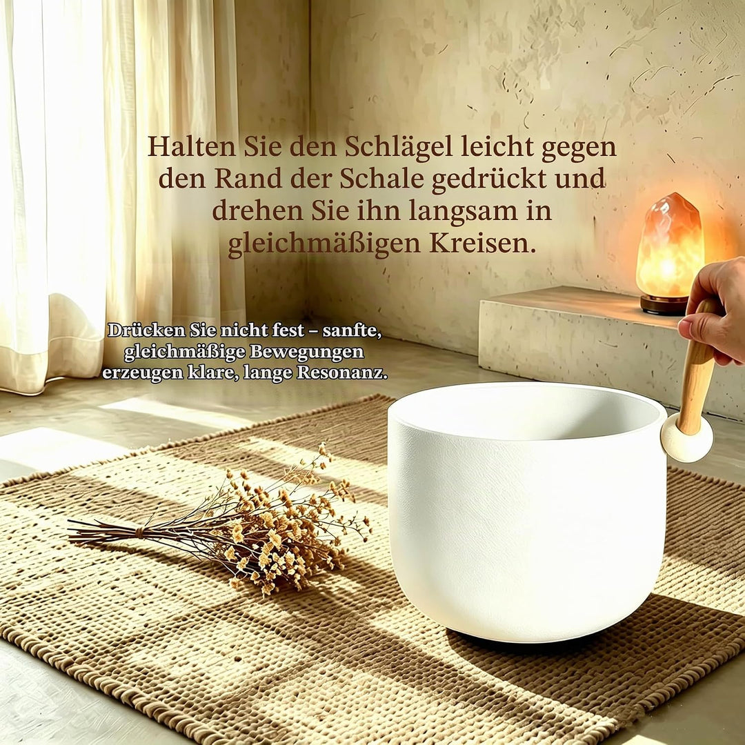 528hz Wurzel Chakra Frosted Quarz Kristall Singing Bowl C Note 8 Zoll mit Gummi Mallet