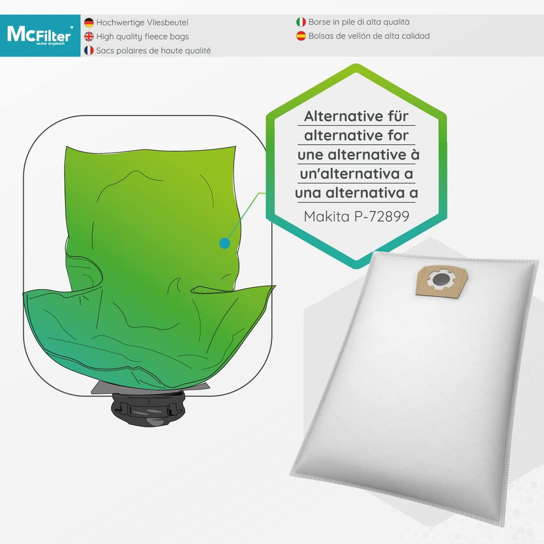 McFilter I 10 Staubsaugerbeutel U 831m universal kompatibel mit Kesselsauger und Industriesauger, Be