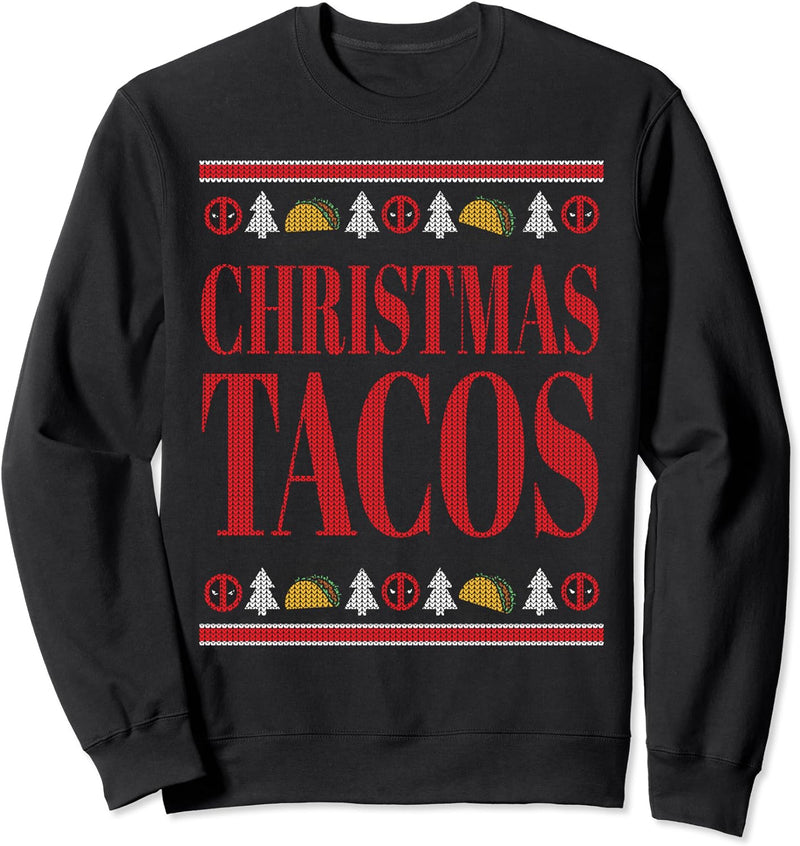 Marvel Deadpool Wade Wilson Christmas Tacos Holiday Sweatshirt