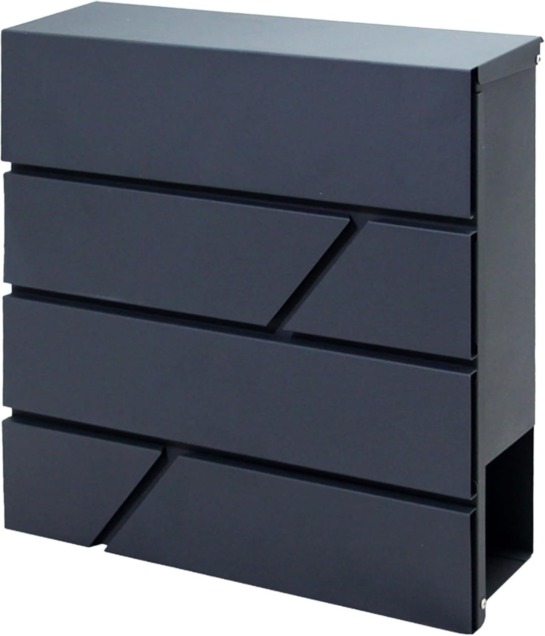 Edelstahl-Briefkasten anthrazit mit praktischem Zeitungsfach - Material: verzinkter Stahl - Aufputzm