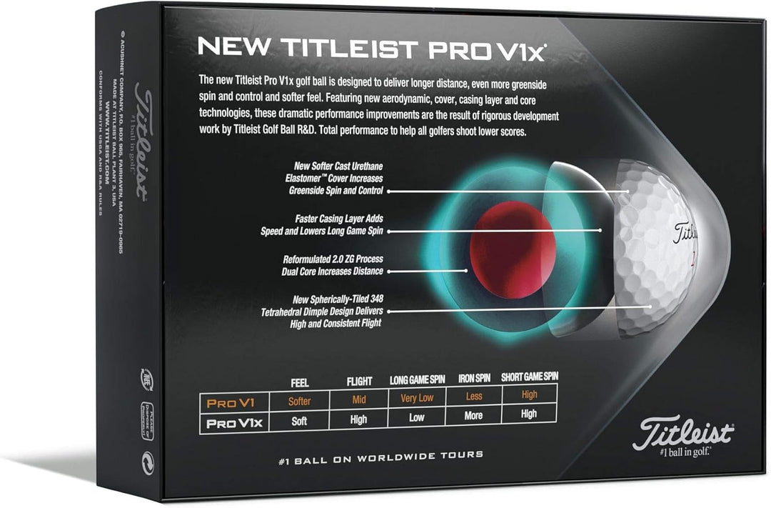 Titleist Pro V1x Golfbälle (ein Dutzend) Weiss Hohe Zahlen Einzeln, Weiss Hohe Zahlen Einzeln