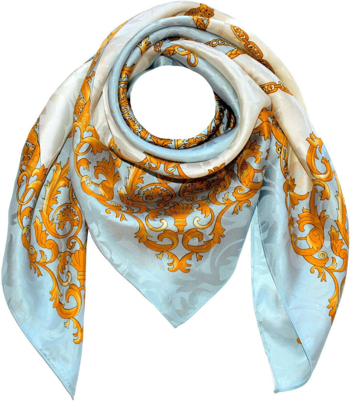 Lorenzo Cana Luxus Seidentuch Damast Damentuch 100% Seide gewebt bedruckt 88 cm x 88 cm opulentes Ba