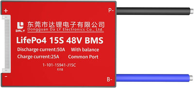 DALY BMS 15S 48V 50A LiFePO4 Batterieschutzmodul PCB Schutzplatine mit Balance-Leitungen Drähte BMS
