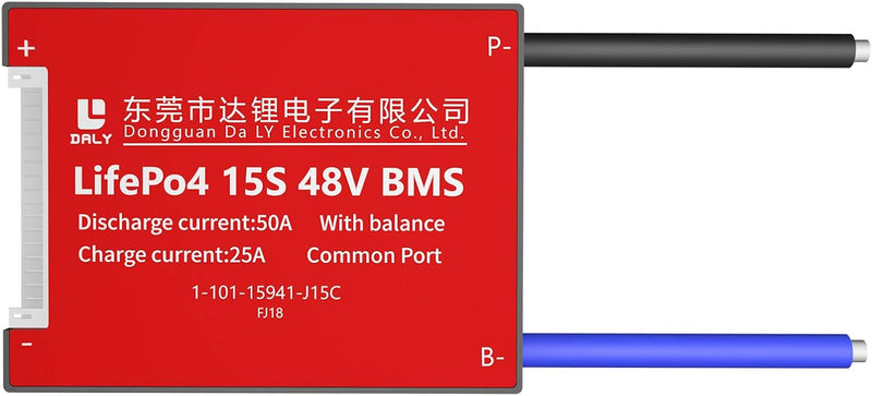 DALY BMS 15S 48V 50A LiFePO4 Batterieschutzmodul PCB Schutzplatine mit Balance-Leitungen Drähte BMS