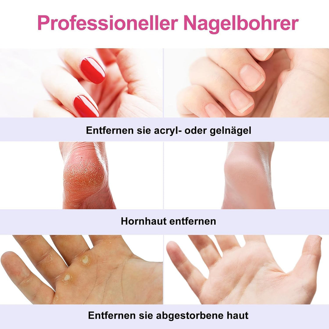 COSLUS Kabellos Tragbar Nagelfräser, 11 in 1 Profi Maniküre und Pediküreset, Nagelfeile für Gelnägel