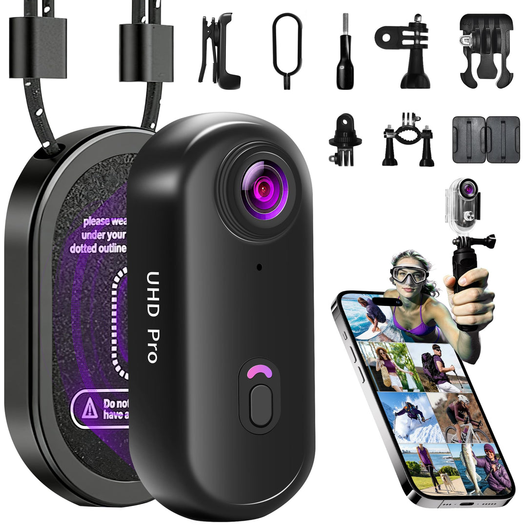 Mini Action Cam 4K, Tragbare Bodycam Körperkamera WiFi, POV Kamera Vlogging Camera Wasserdicht 30M,