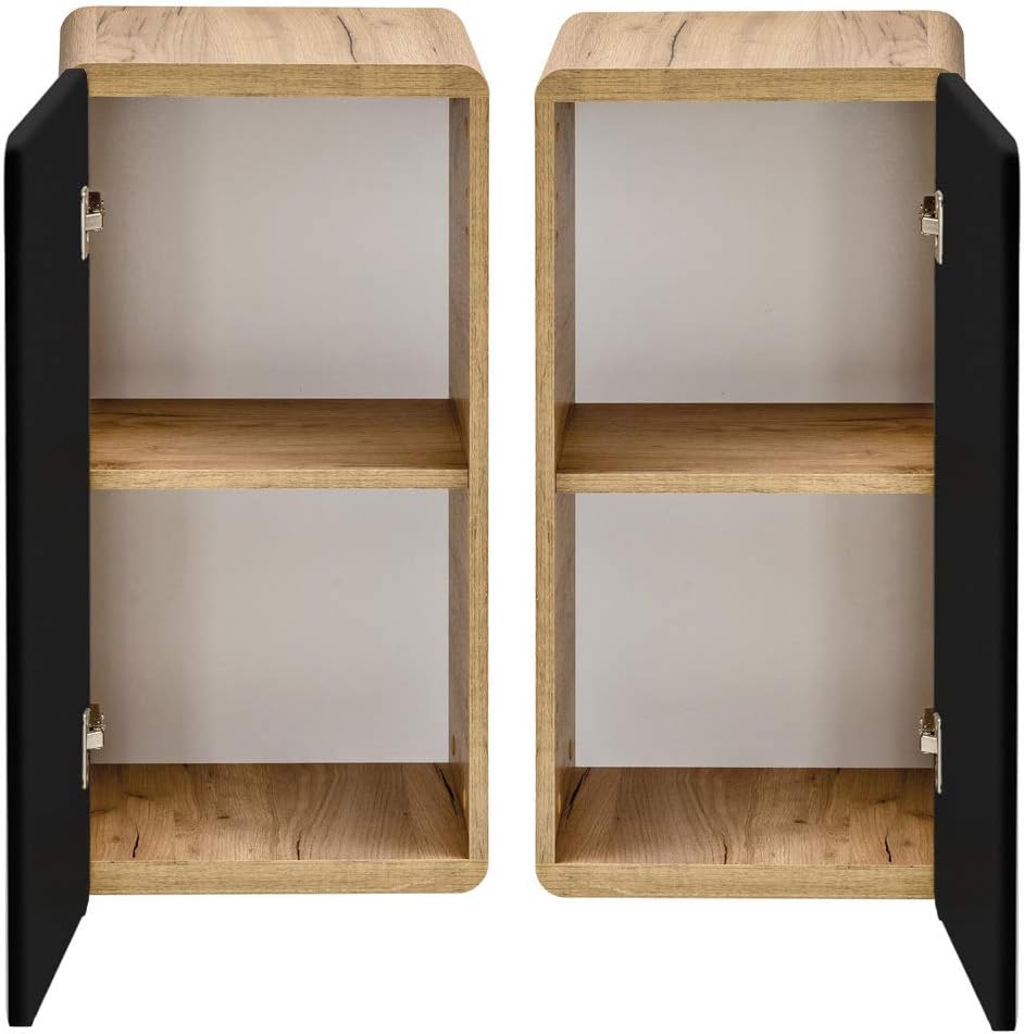 Lomadox Badezimmer Unterschrank in seidenmatt anthrazit mit Wotan Eiche Nb., B/H/T ca. 35/68/32 cm,