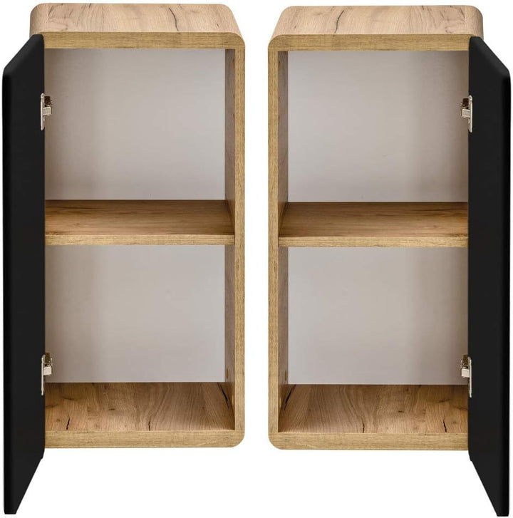 Lomadox Badezimmer Unterschrank in seidenmatt anthrazit mit Wotan Eiche Nb., B/H/T ca. 35/68/32 cm,