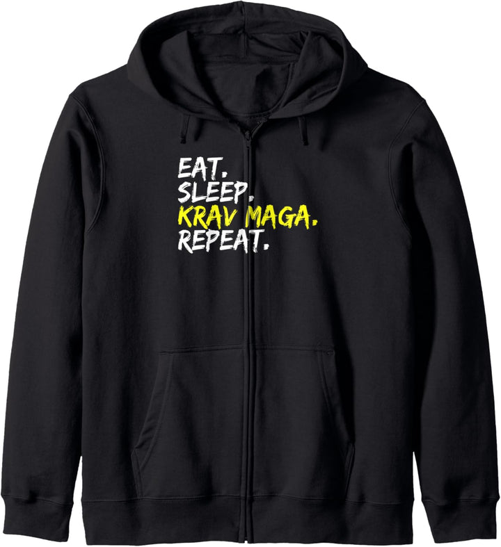 Krav Maga Kampfsport "Eat Sleep Krav Maga Repeat" Kapuzenjacke