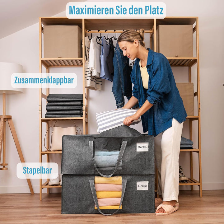 VENO 87 Liter extra grosse Umzugstaschen mit starke Griffe und Reissverschlüsse Faltbare Aufbewahrun