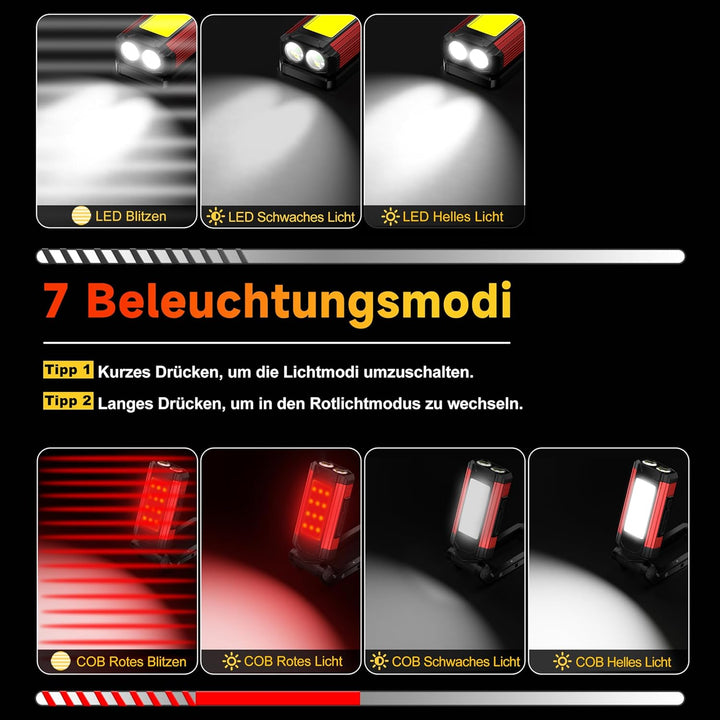 Daphomeu LED Arbeitsleuchte Taschenlampe, Ultra-Helle Werkstattlampe, Akku-Betrieben Inspektionslamp